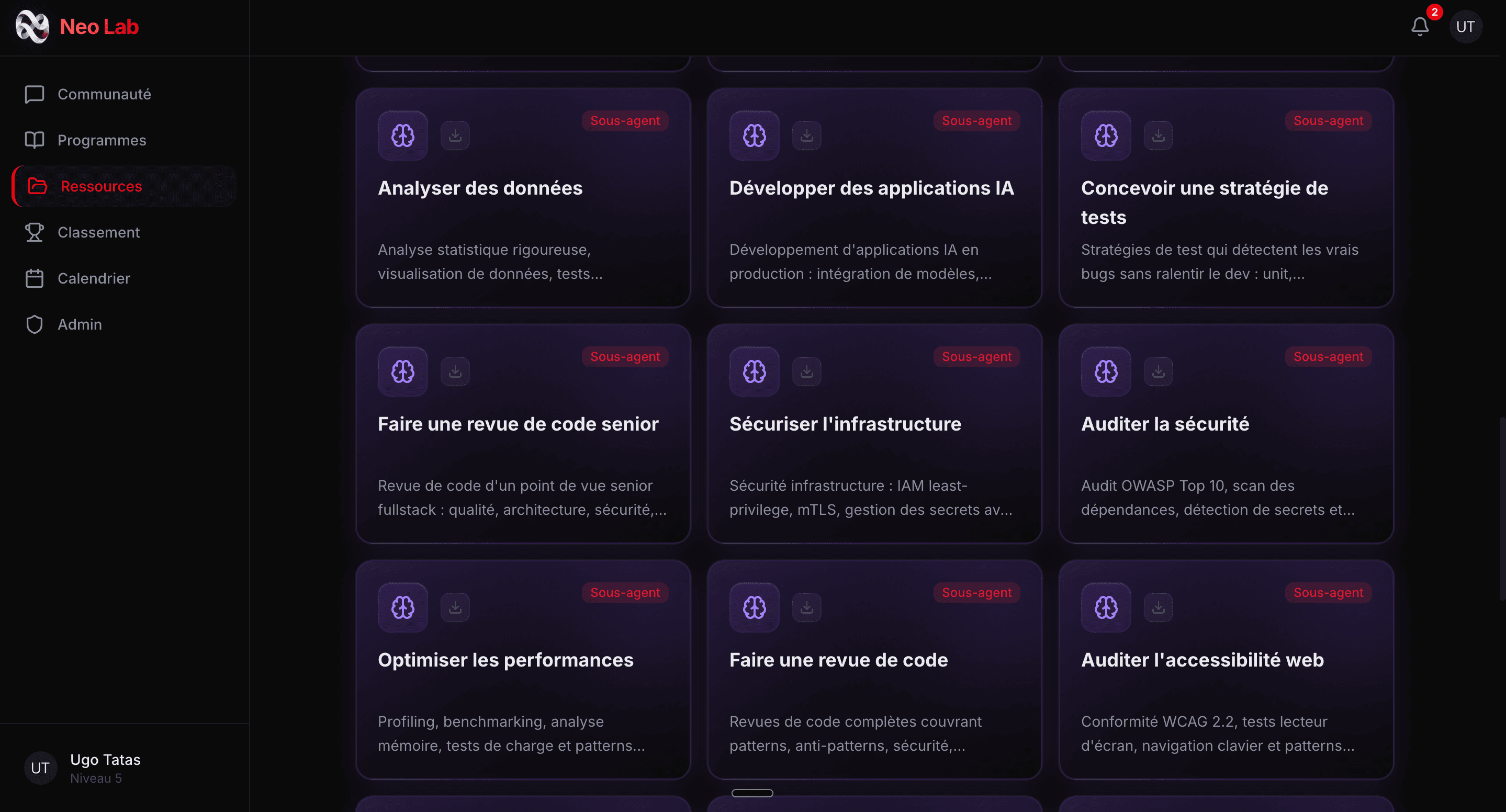 Ressources sous-agents NeoLab